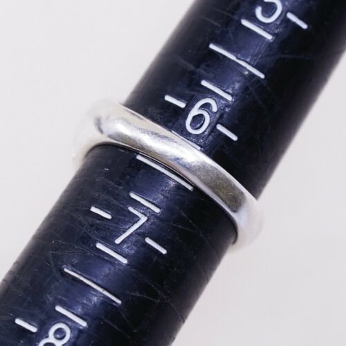 Size 6.5, Vtg Sterling 925 Silver Handmade Ring W/ Greek Key Cut Out Stamped 925