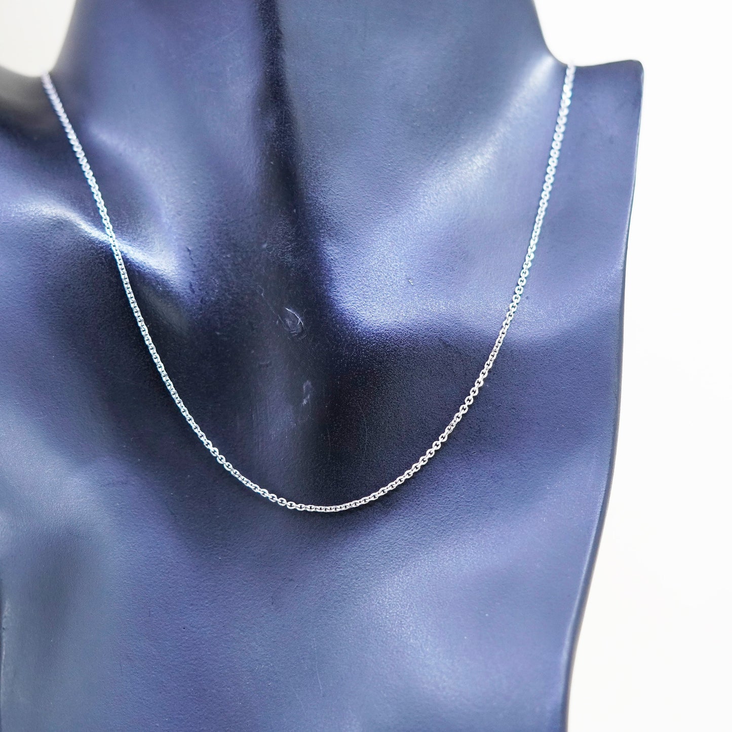 17”, 1mm, Vintage sterling silver flatten circle chain, 925 necklace