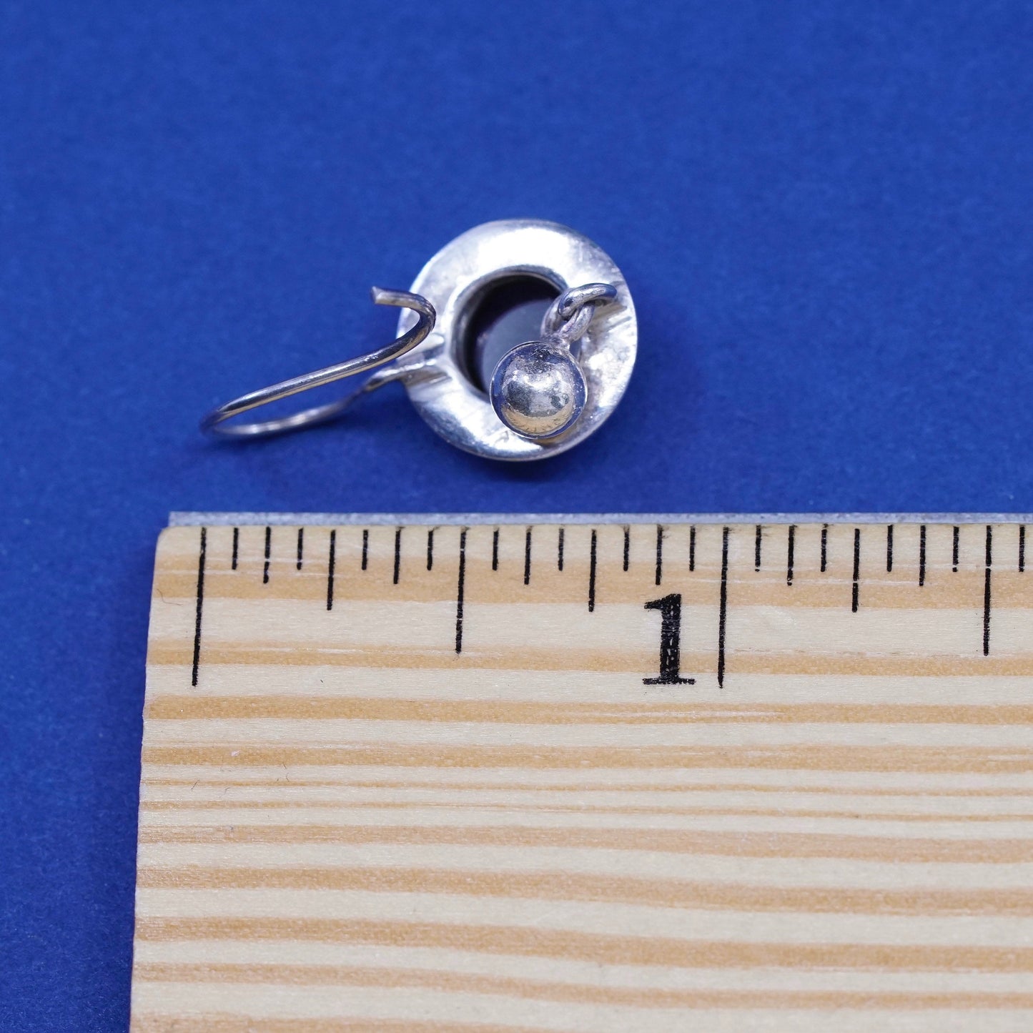 Vintage sterling 925 silver handmade earrings with garnet and beads
