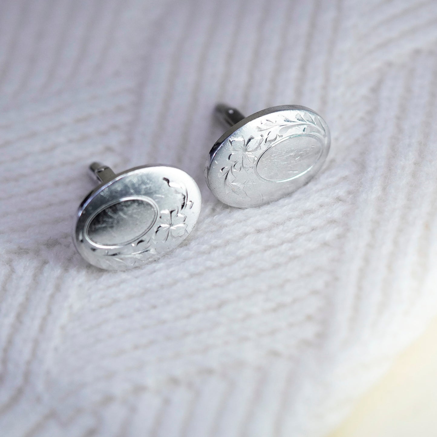 Vintage modern vanguard sterling silver cuff link, 925 cufflink