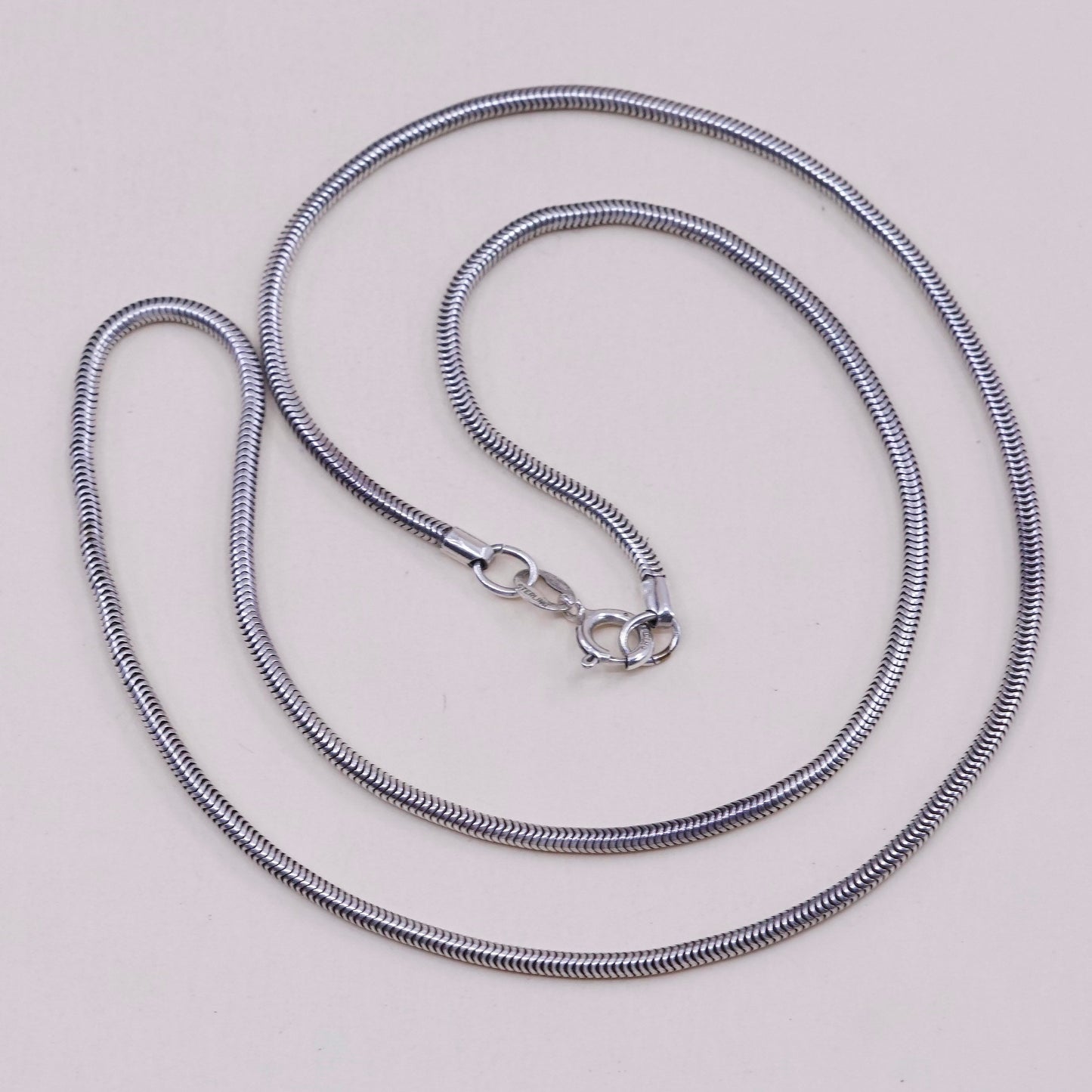 16”, 2mm, Italian sterling 925 silver twisted snake chain, necklace