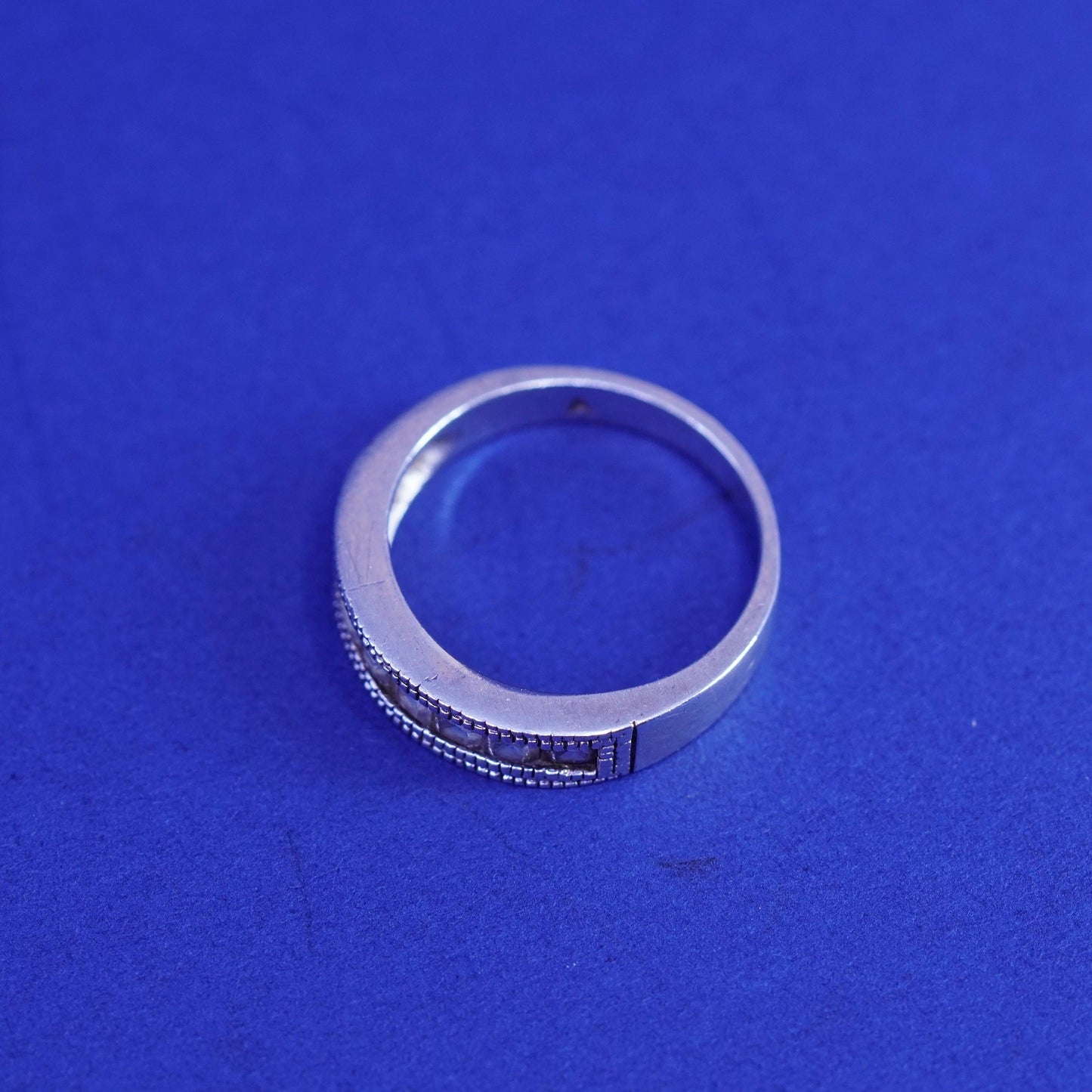 Size 6.5, Sterling 925 silver handmade ring, 925 stackable wedding band Cz