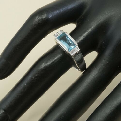 Sz 8.75, Sterling Silver Ring, 925 Silver Engagement Ring W/ blue Sapphire
