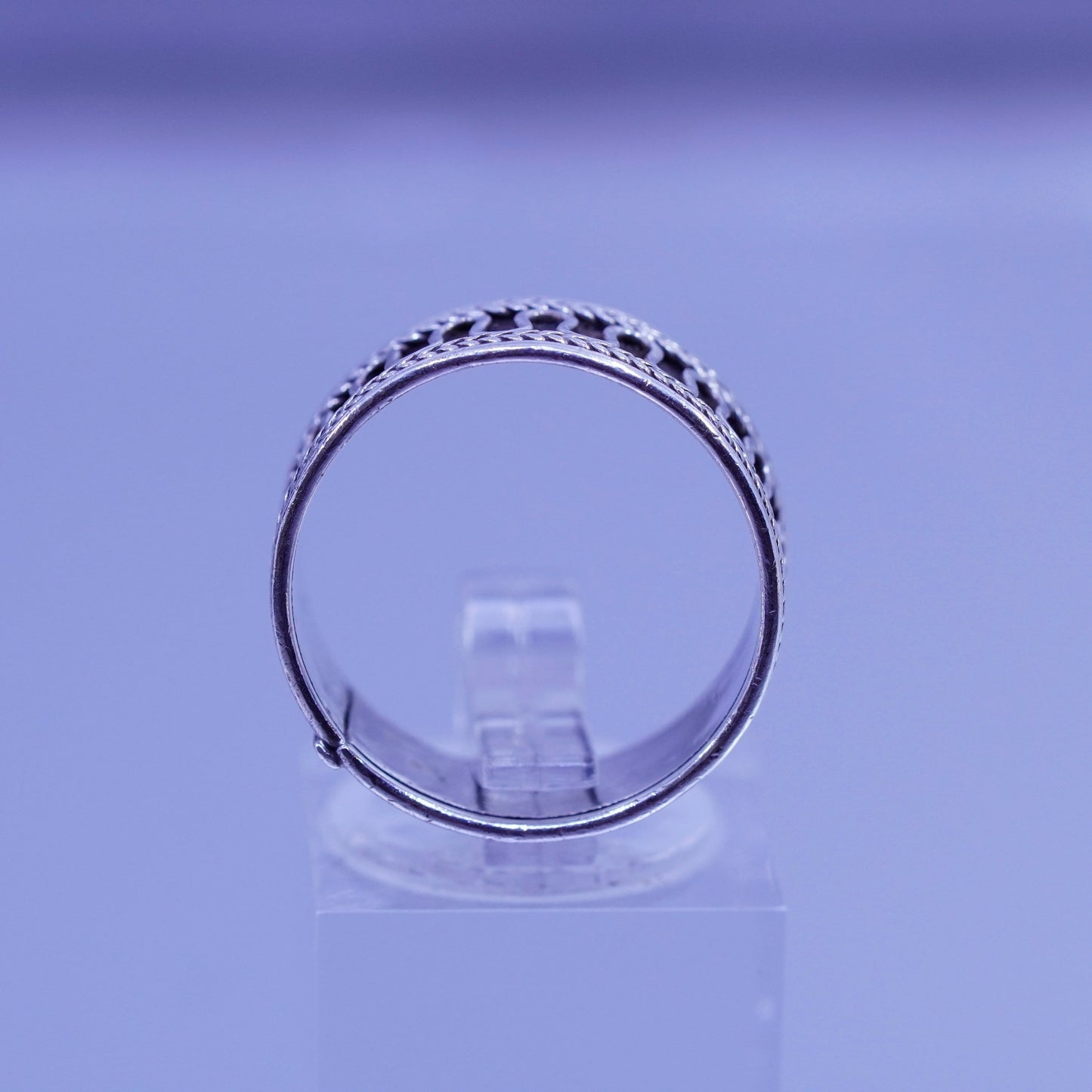 Size 8, vintage Sterling 925 silver handmade ring, wired band