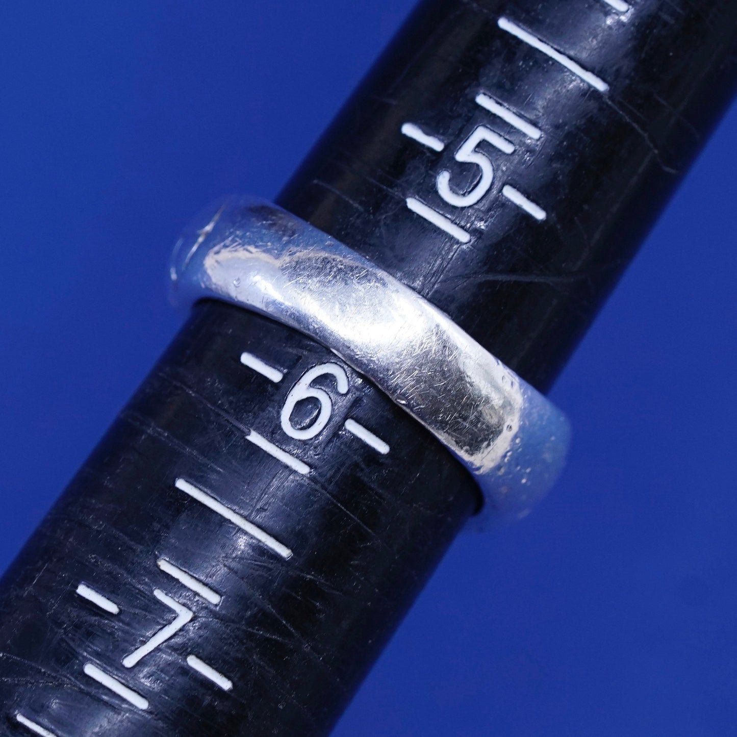 sz 5.75, vtg Sterling silver handmade ring, mexico 925 Statement hammered band
