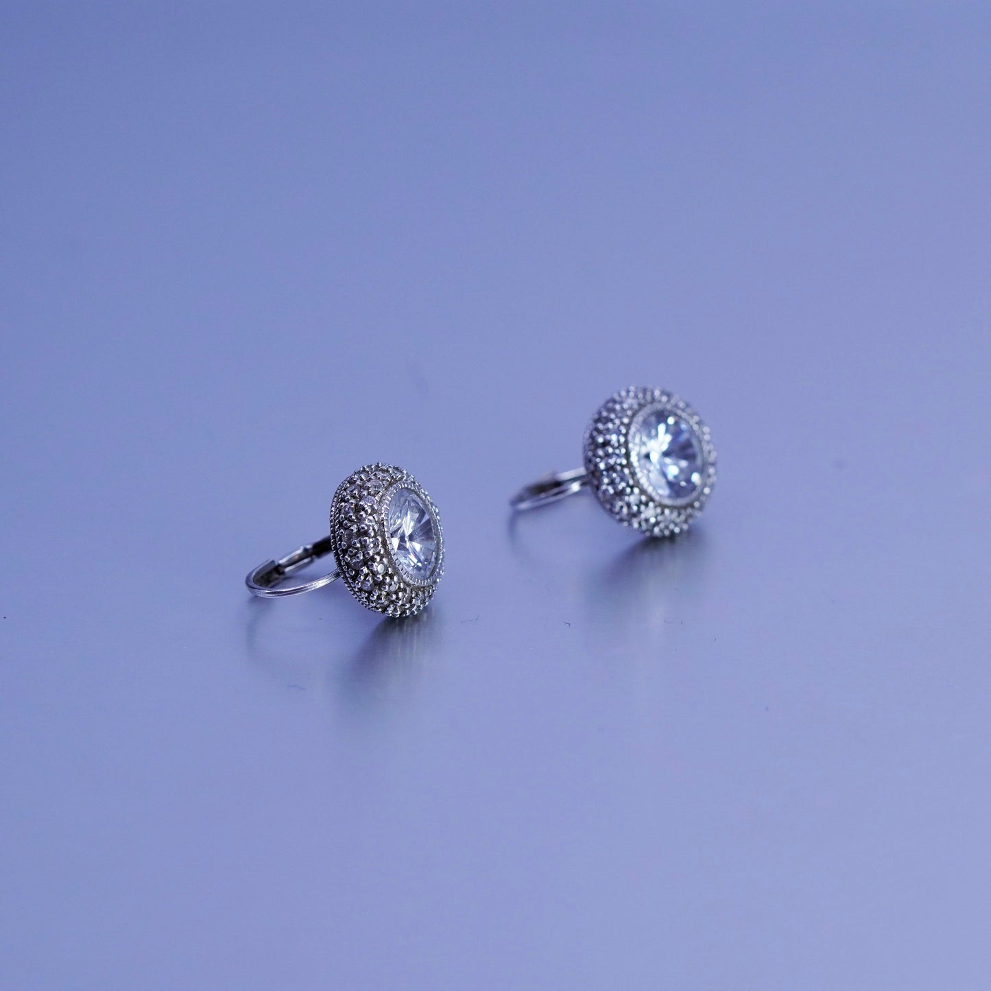Vintage Sterling 925 silver earrings with cluster circle Cz
