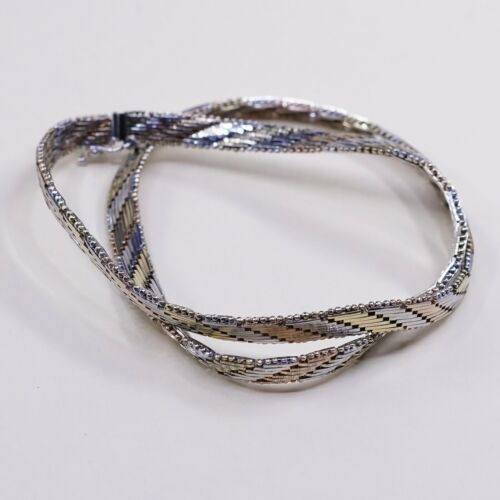 16” 6mm, Vermeil Gold Sterling Silver Riccio chain necklace Stamped 925 Italy