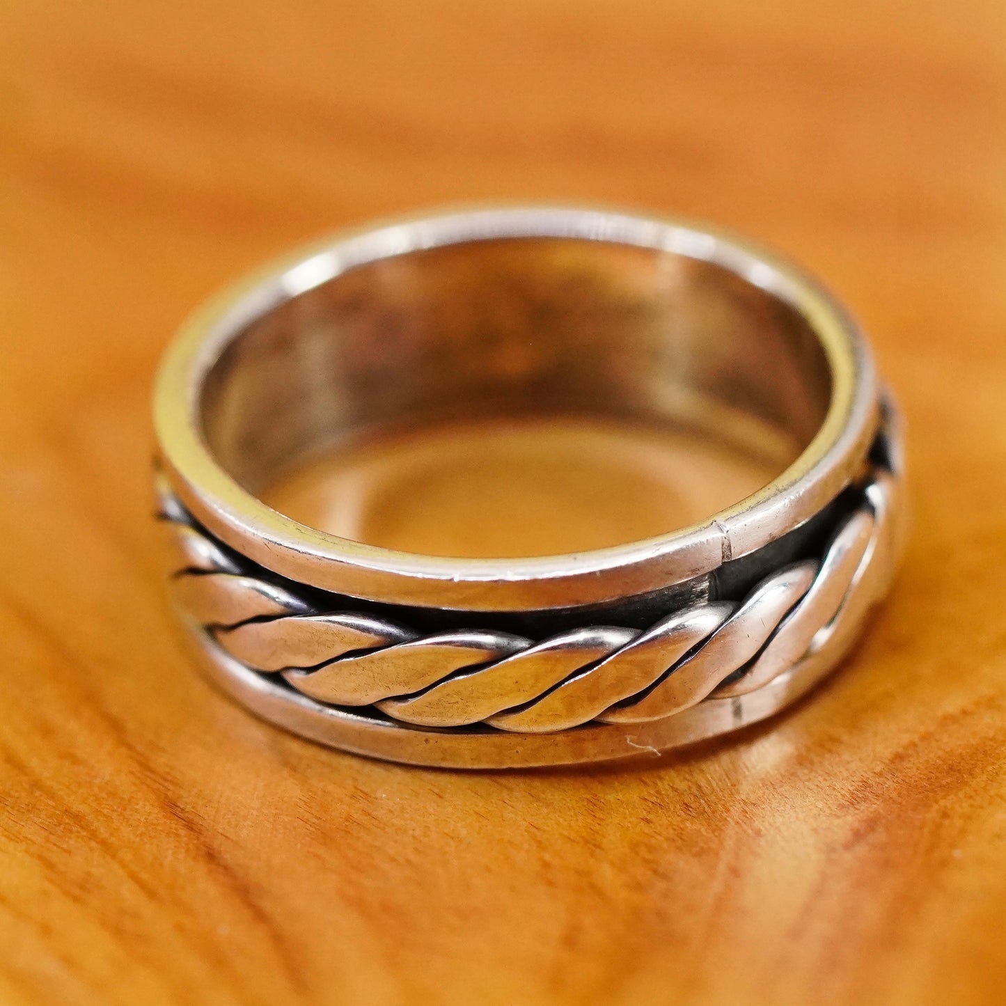 Size 7, vintage Sterling silver prayer ring, 925 spinner band