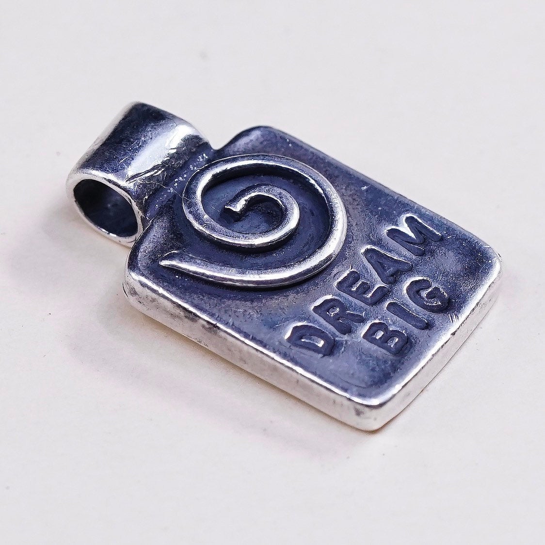 vtg Amy peter studio Sterling silver quote pendant 925 swirl tag w/ "dream big
