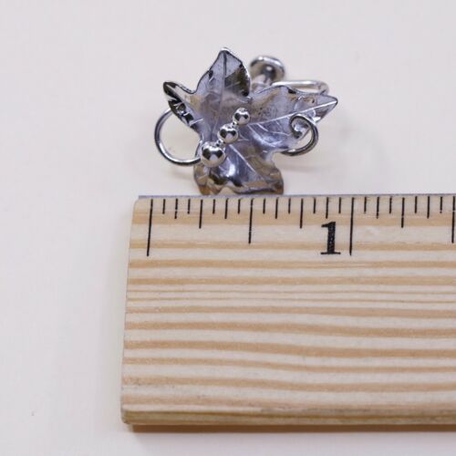 Vtg CA Sterling 925 Silver Handmade Screw Back Earrings Grapes Leaves