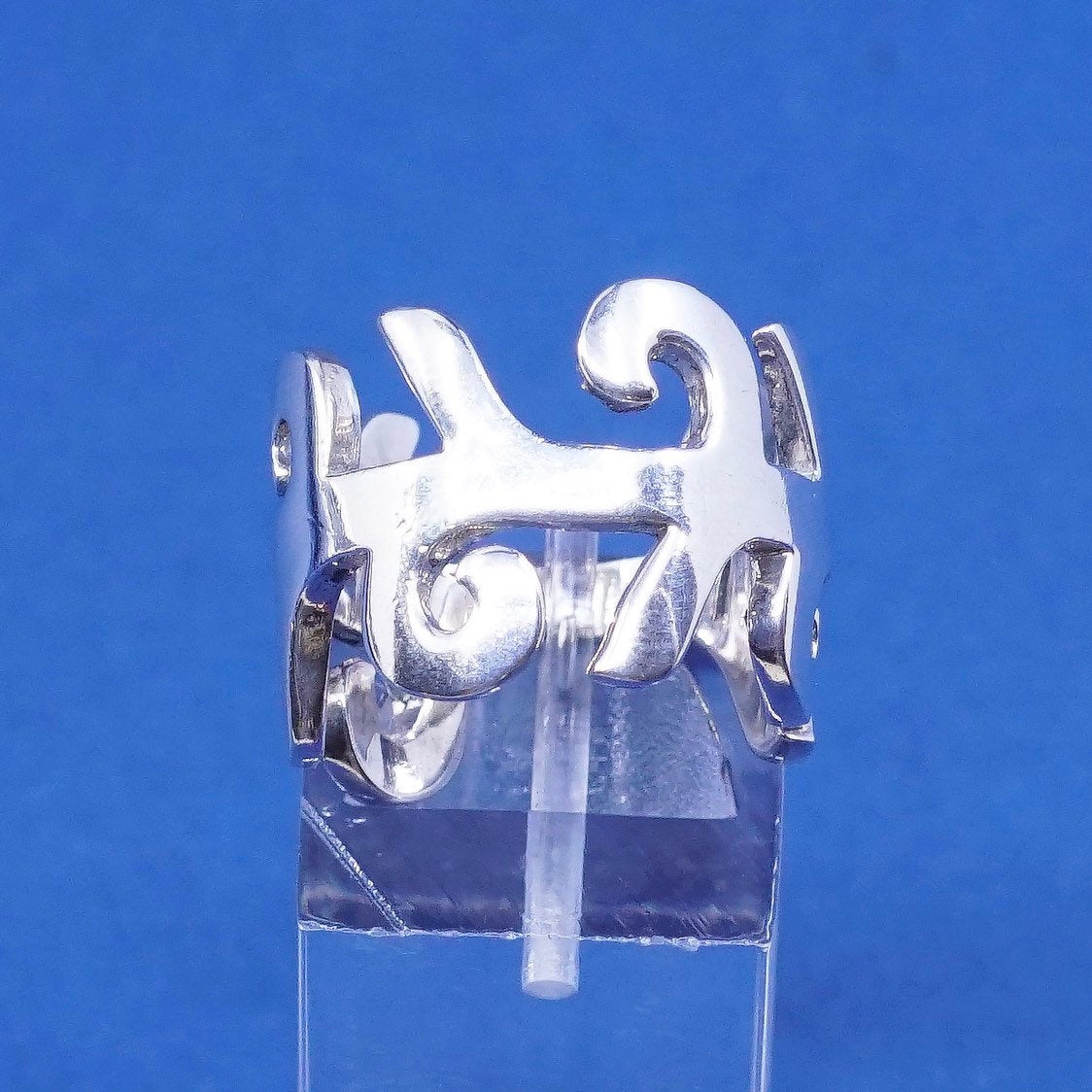 Size 6, vtg sterling silver handmade ring, 925 filigree whirl band