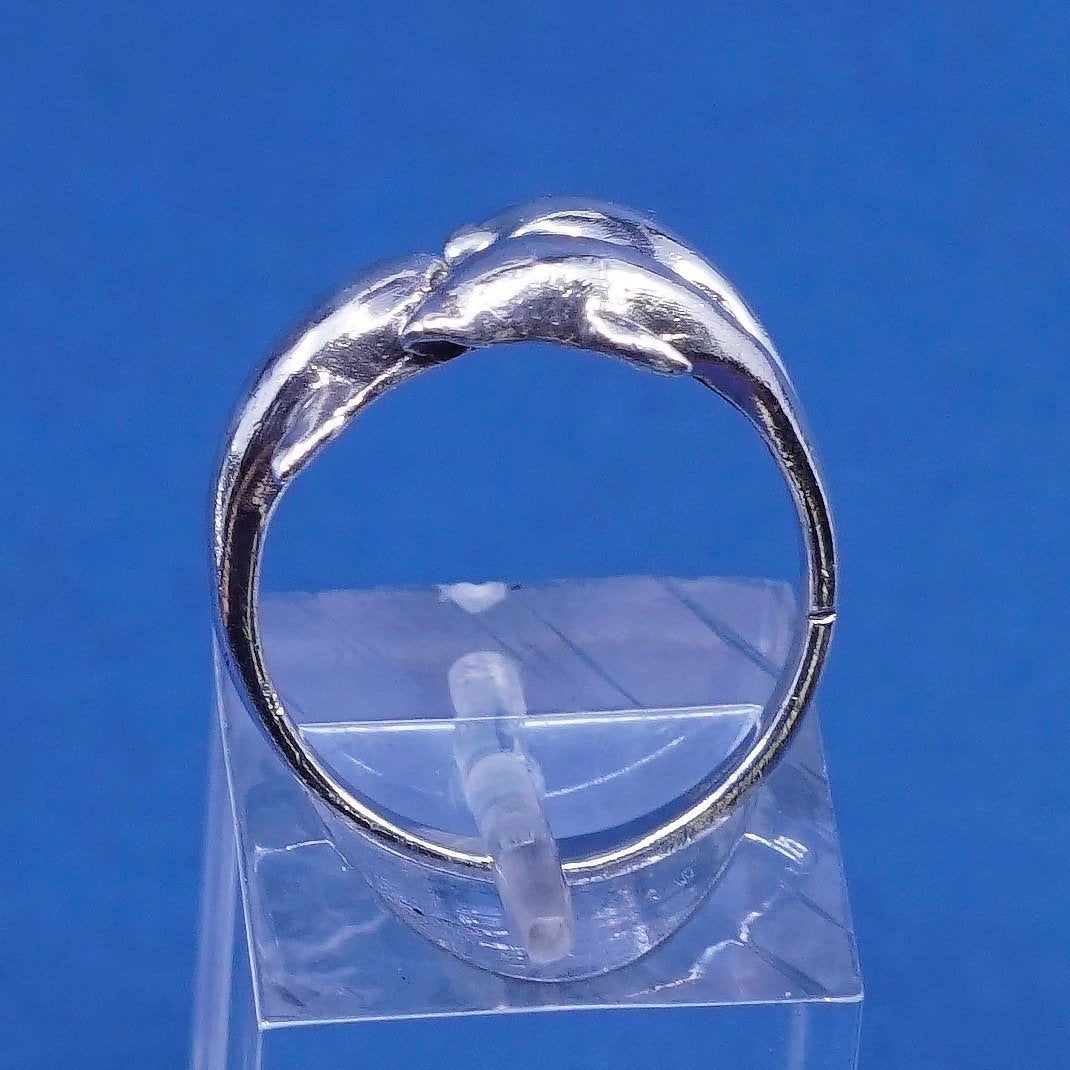 Size 6, vtg sterling silver handmade ring, 925 dolphin