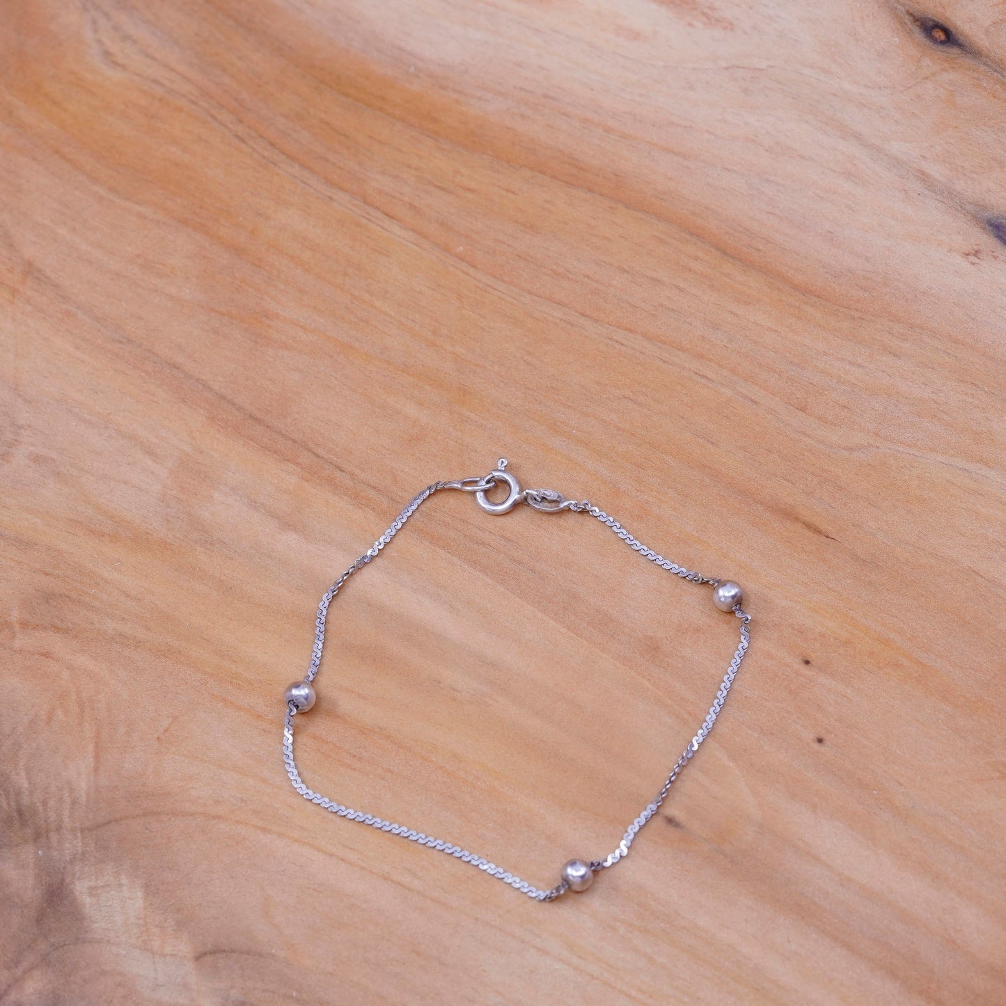 7.25”, Sterling 925 silver handmade s link bracelet with beads details
