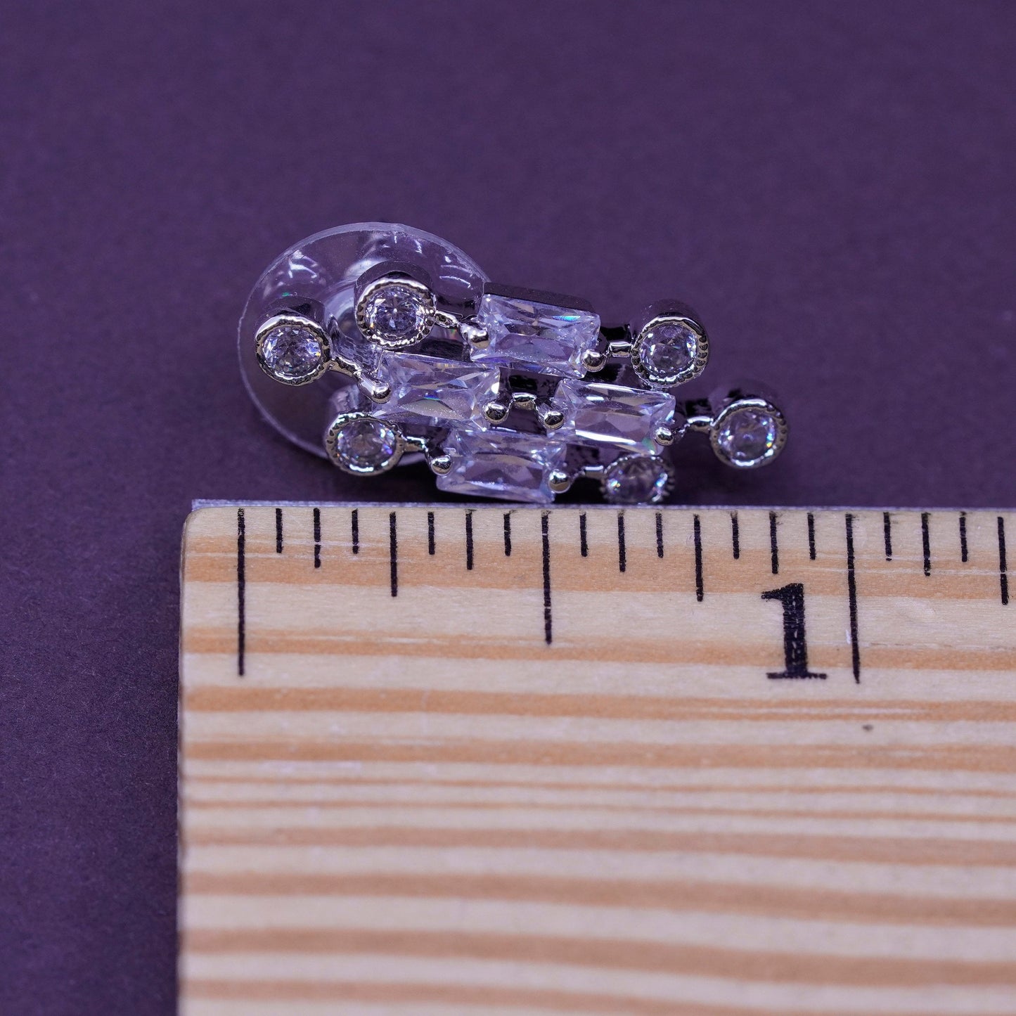 Vintage Sterling 925 silver clear Cz studs, Swarovski earrings