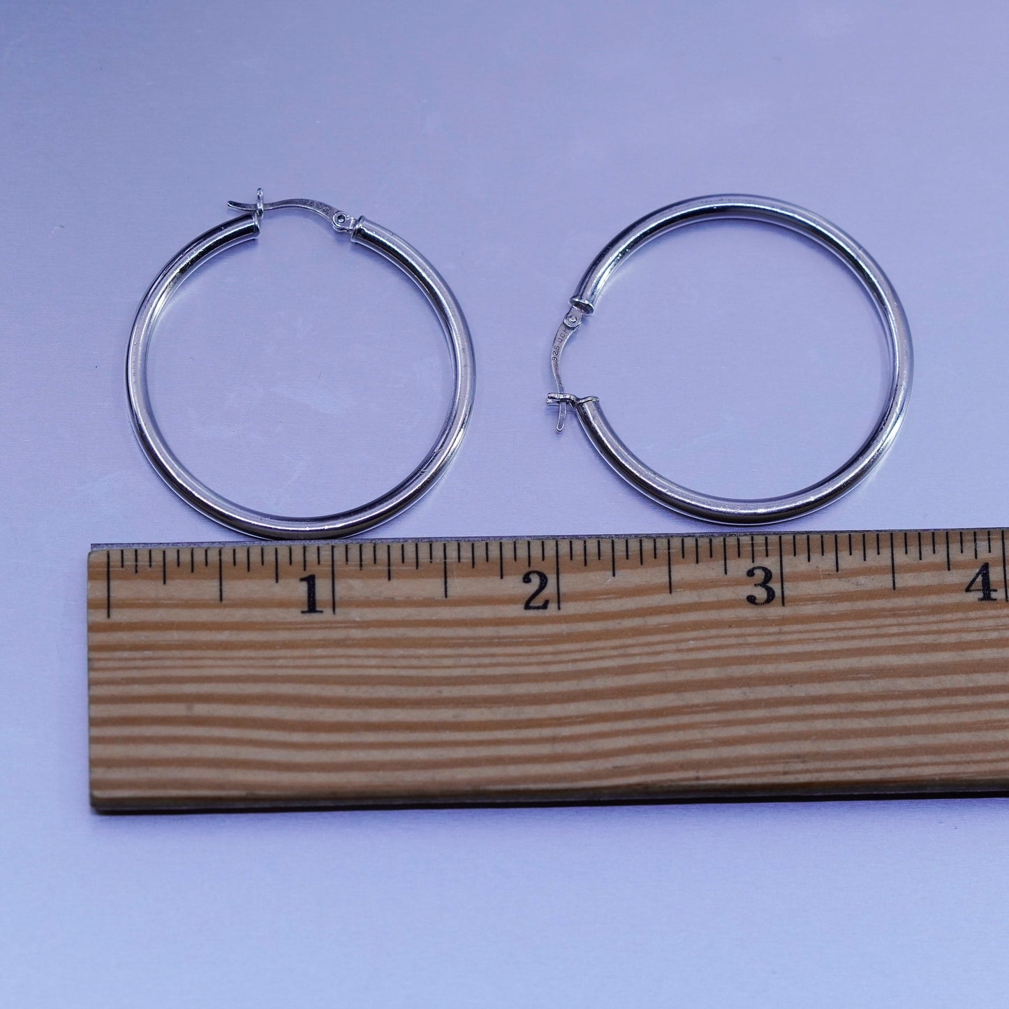1.5”, vintage Sterling silver handmade earrings, 925 hoops