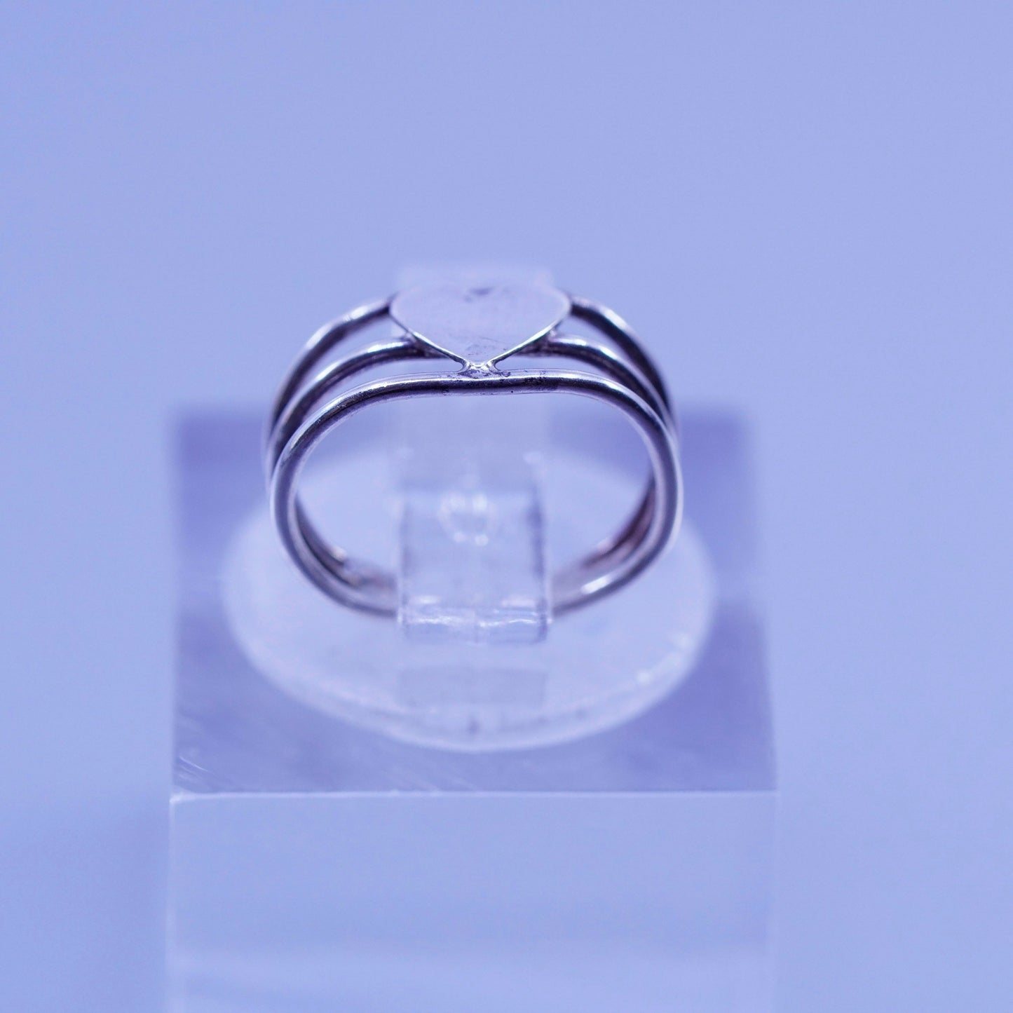 Size 1, southwestern Sterling 925 silver handmade pinky toe heart ring, band