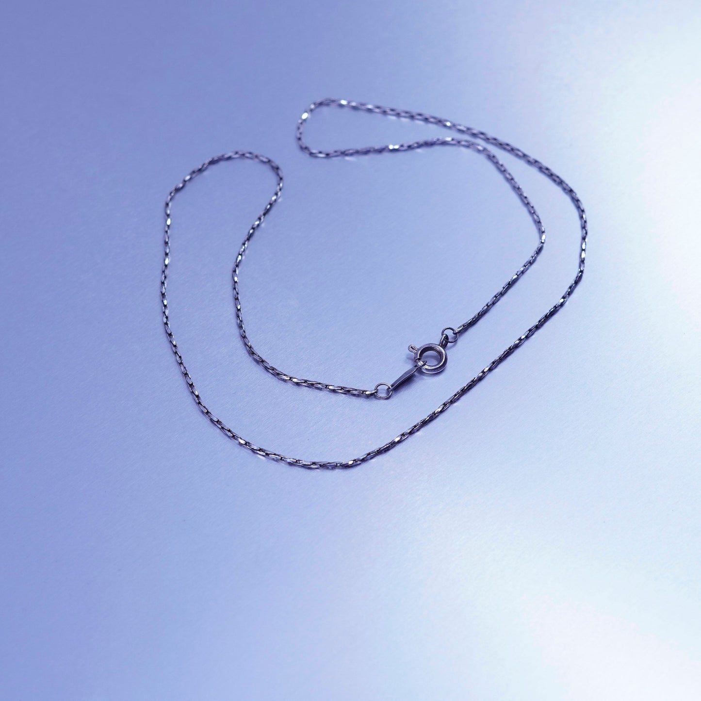 18” 1mm, vintage Italy Sterling 925 silver wavy fancy chain necklace