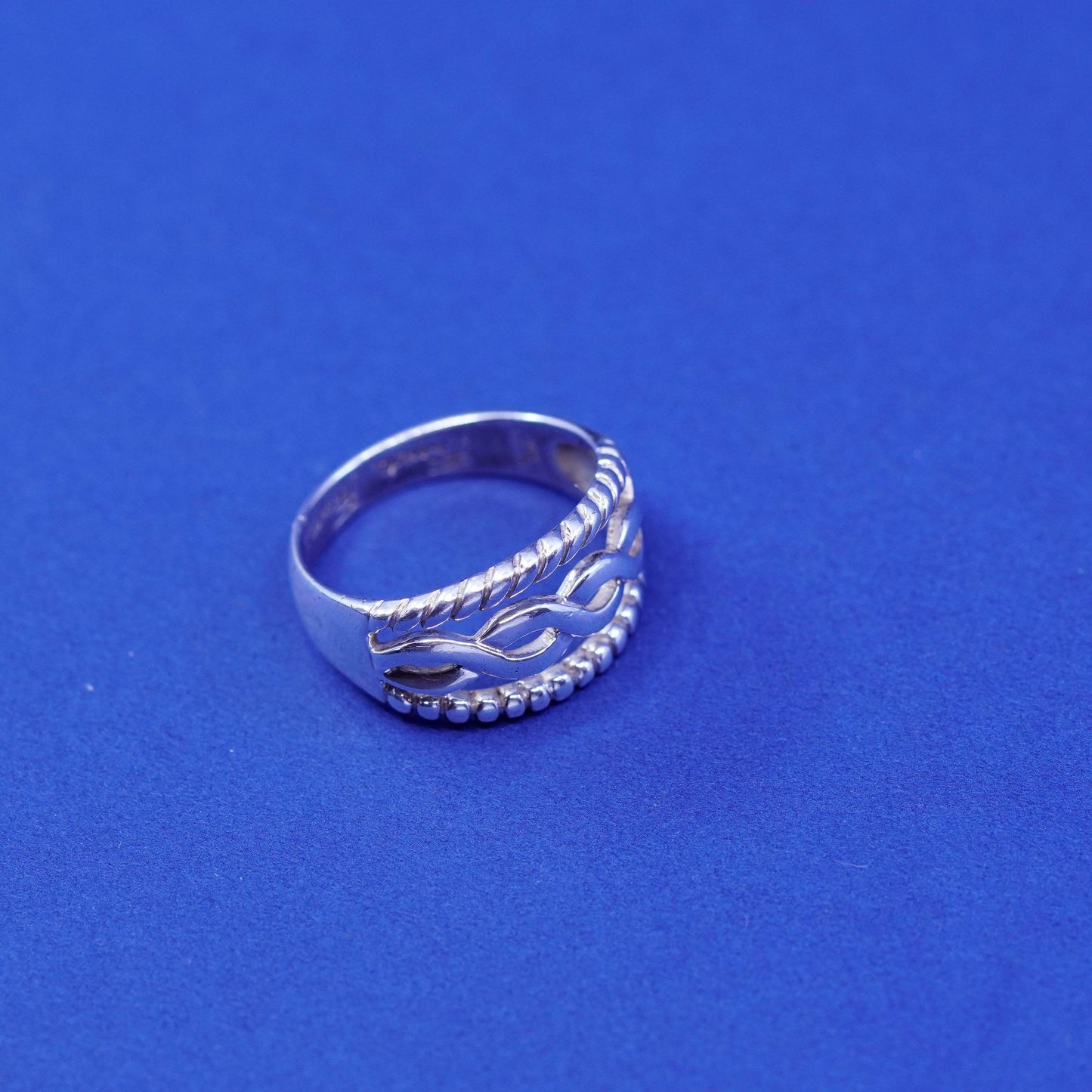 Size 8.25, Sterling silver ring, 925 cable band embossed “friends forever”