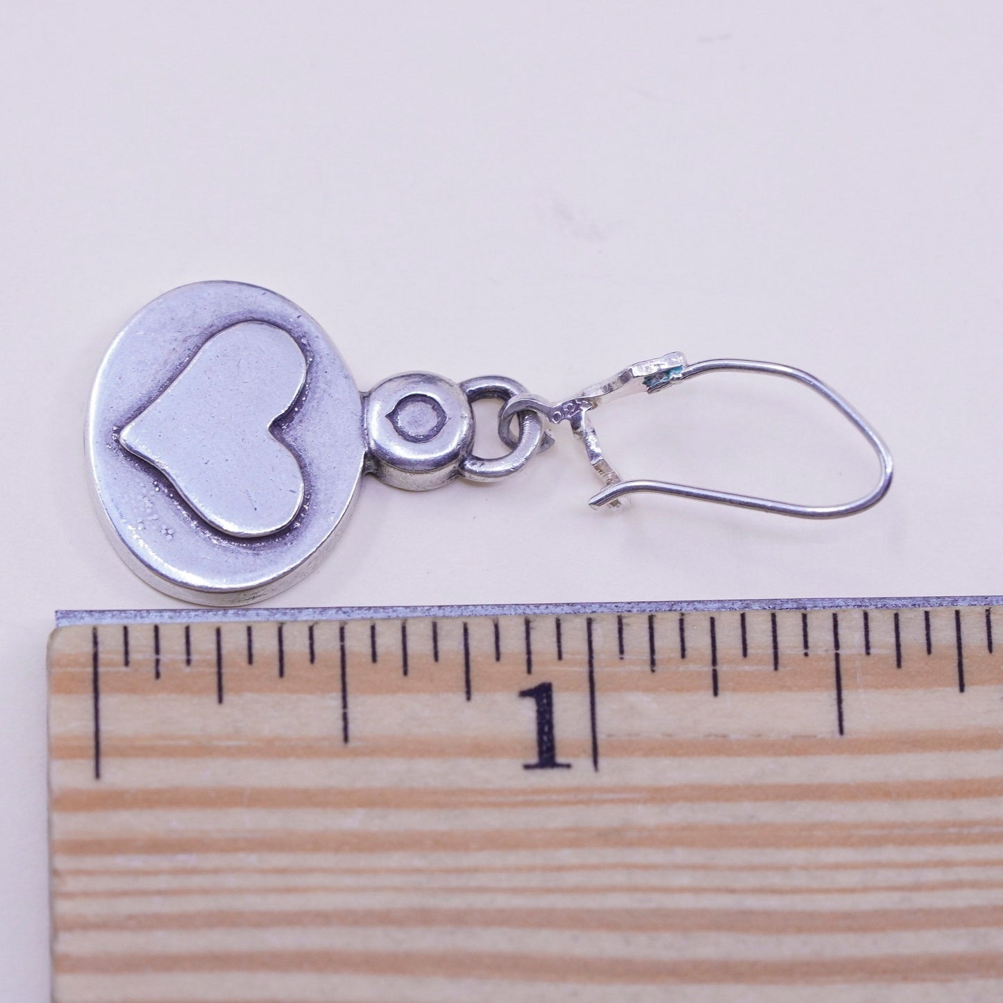 Vintage Sterling silver handmade earrings, 925 heart drops