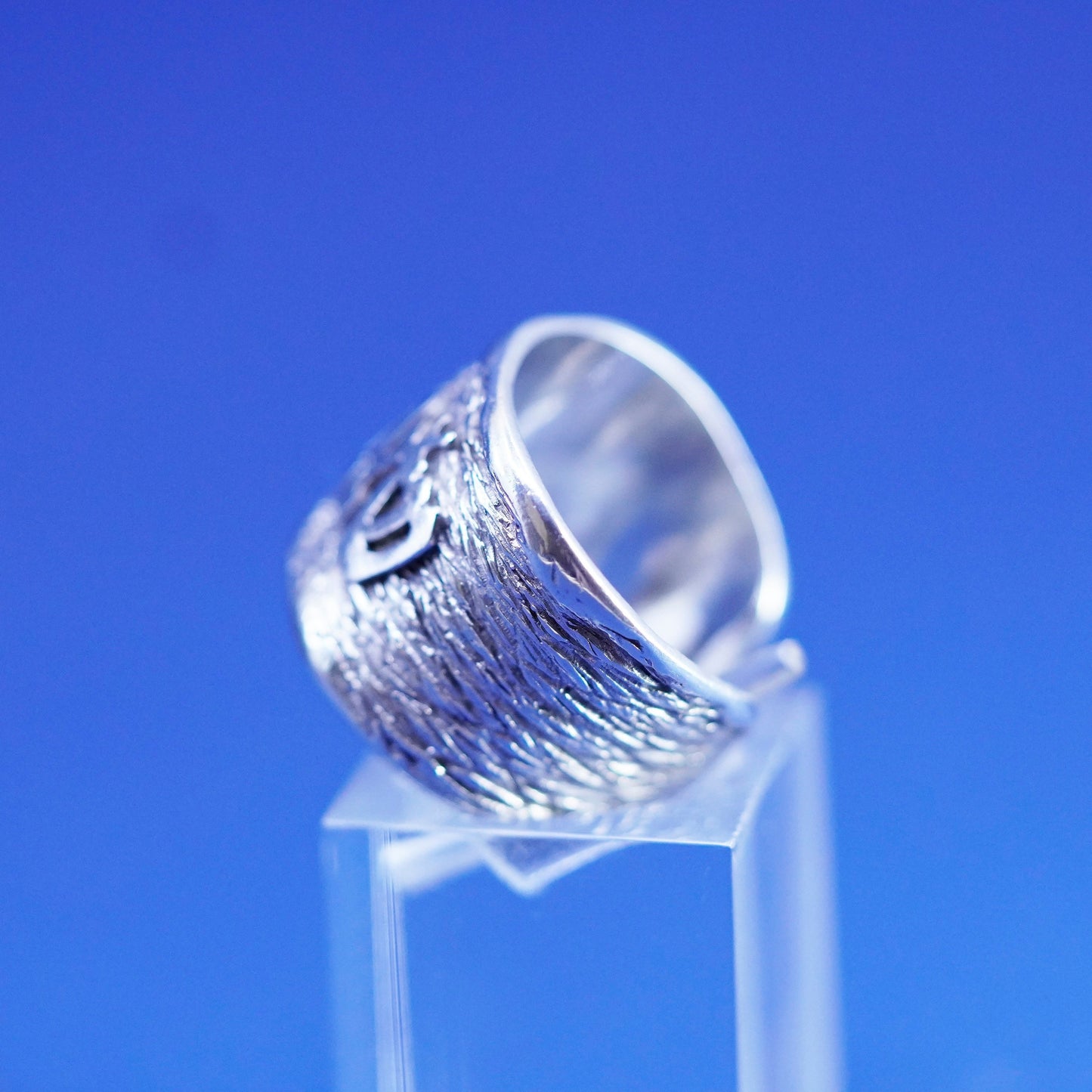 Size 6.25, Sterling silver handmade hammered wrapped ring, textured 925 band