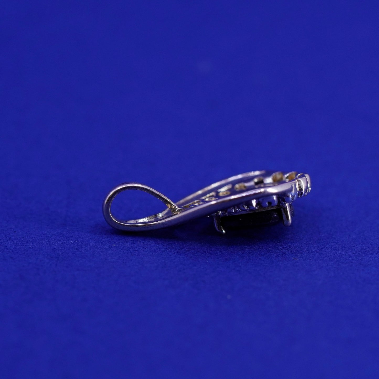 Vintage vermeil gold Sterling silver pedant, 925 teardrop with sapphire diamond