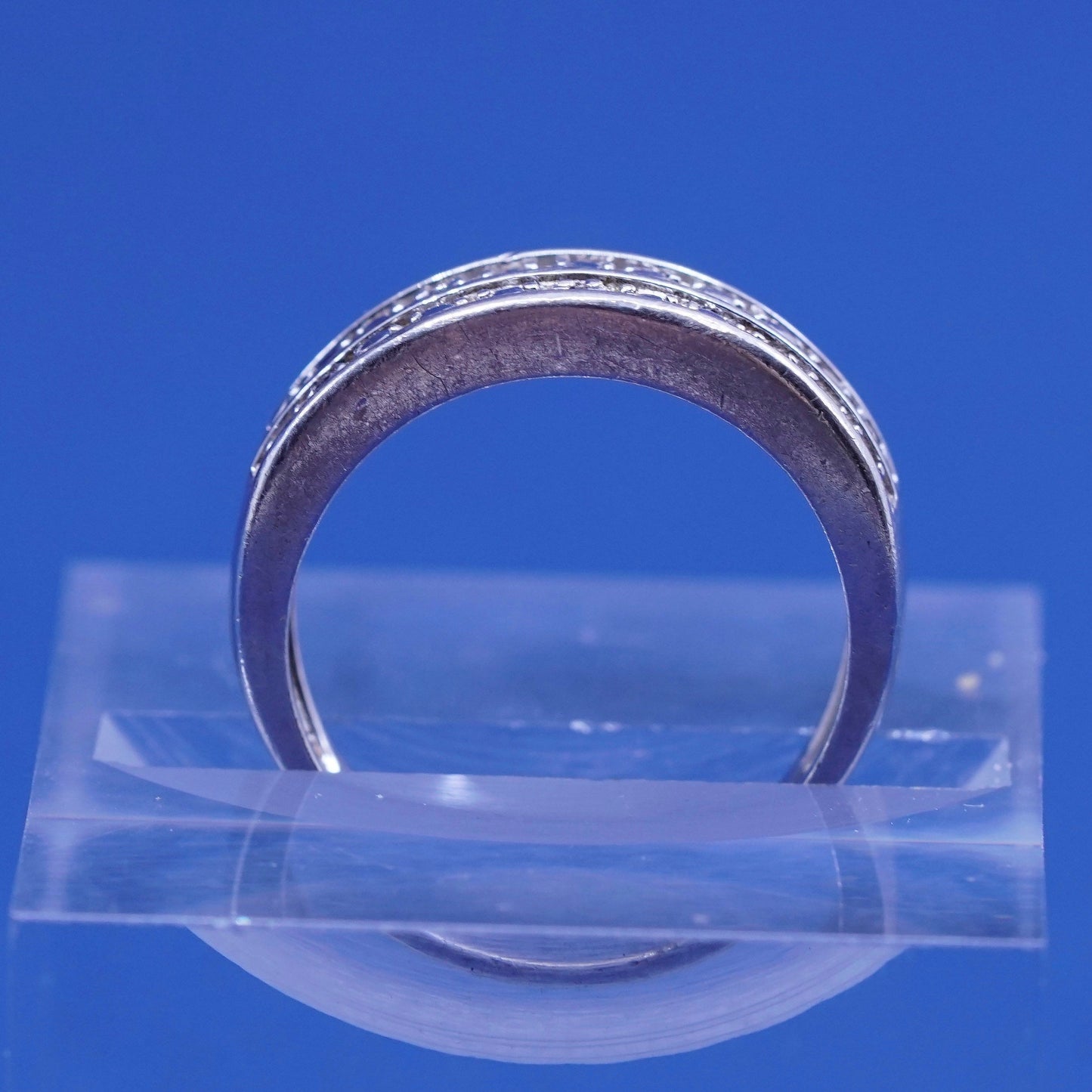 Size 6, vintage Sterling silver handmade ring, 925 band with diamond