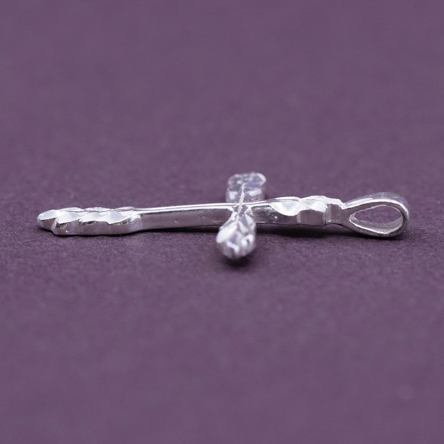 Vintage Sterling silver handmade pendant, 925 textured cross