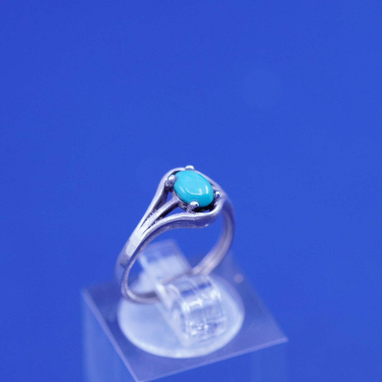 Size 4, vintage Sterling silver handmade ring with turquoise, Native American