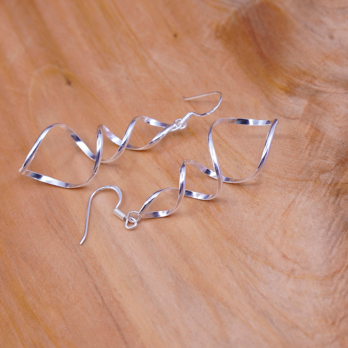 Vintage Sterling silver handmade earrings, 925 twisted dangle