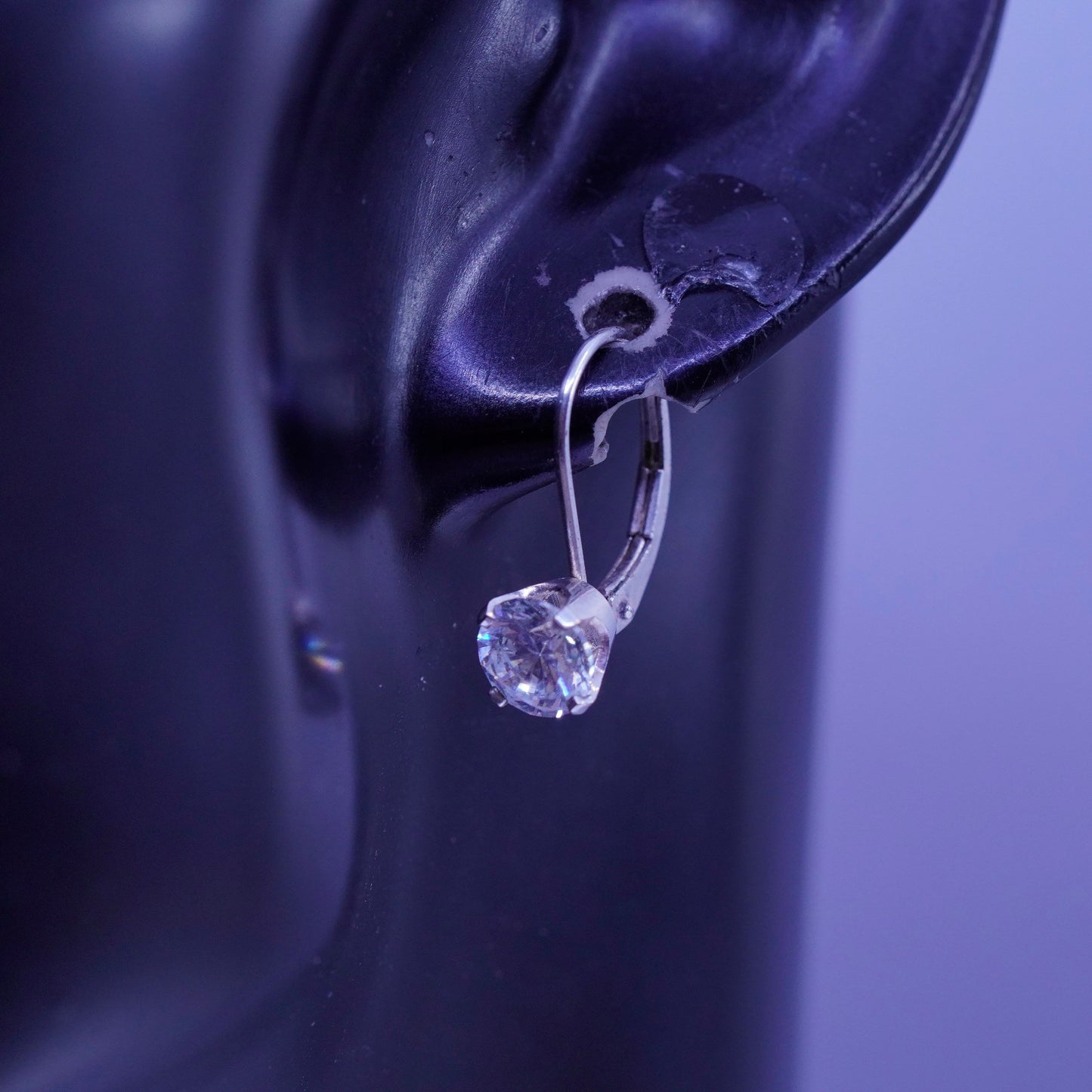 Vintage Sterling 925 silver earrings with dangle and Cz