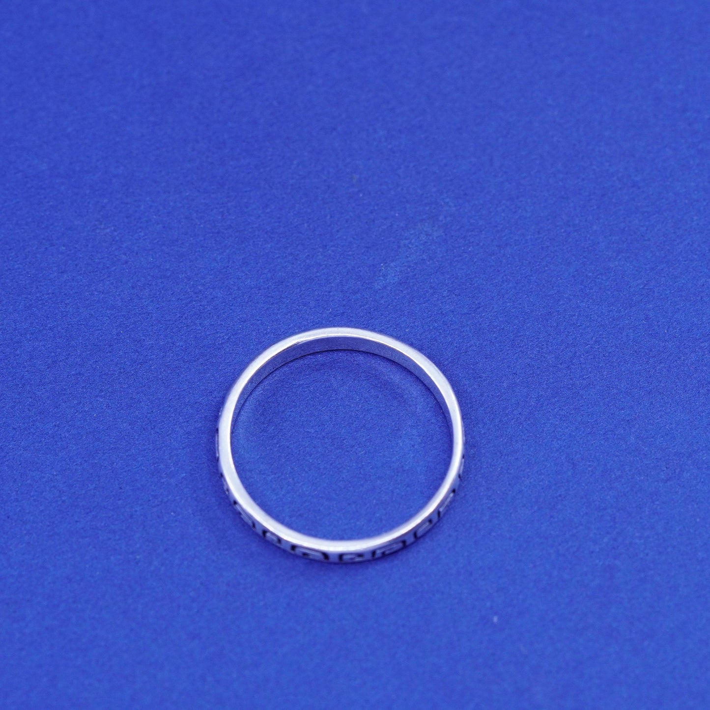 Size 10.25, vintage sterling silver handmade ring, 925 band embossed Greek key