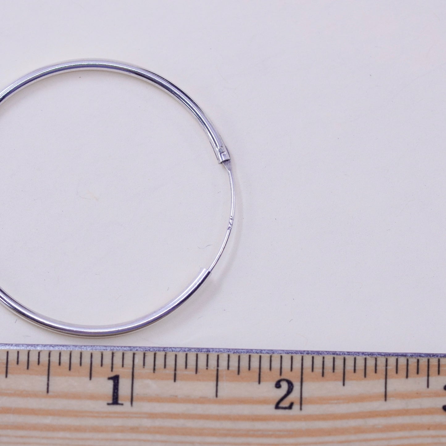 1.5” Vintage sterling 925 silver loop earrings, minimalist primitive hoops