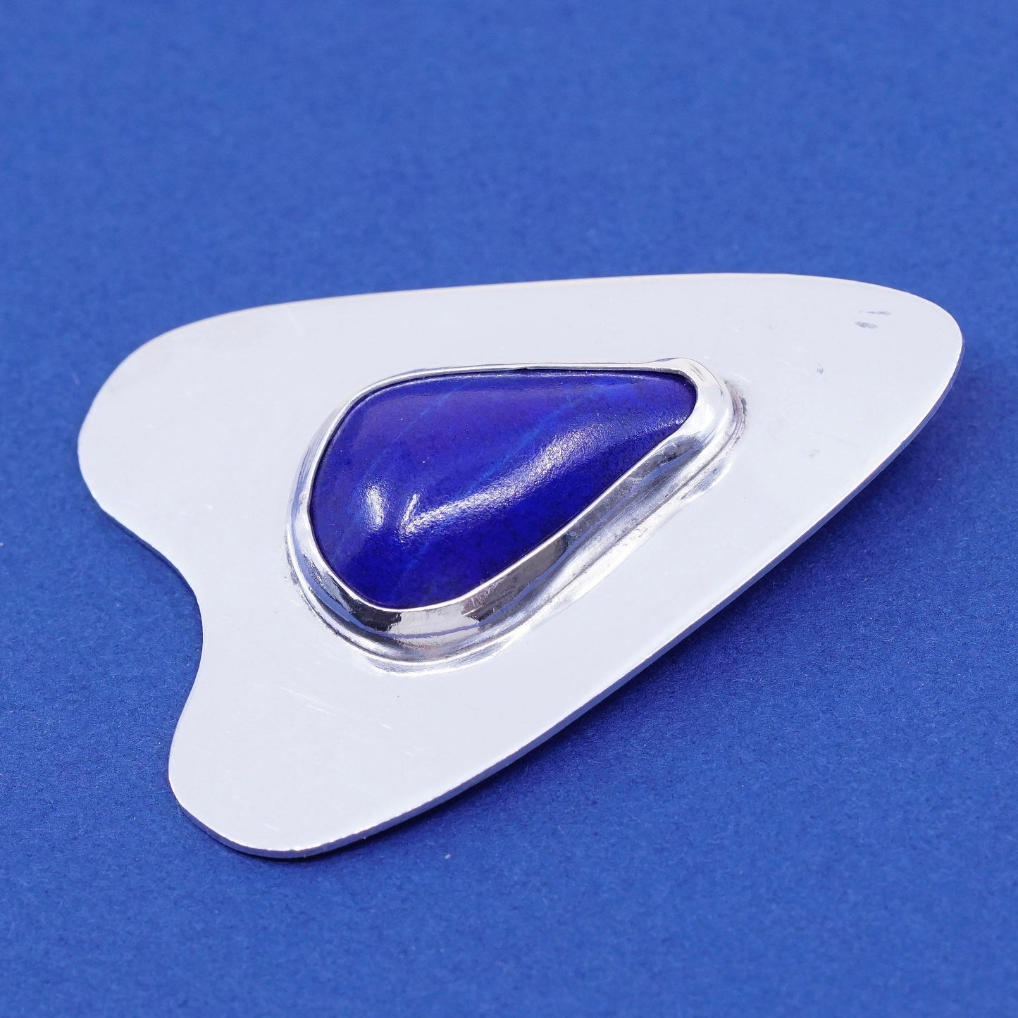 Vintage Sterling silver handmade pendant, 925 with teardrop lapis lazuli