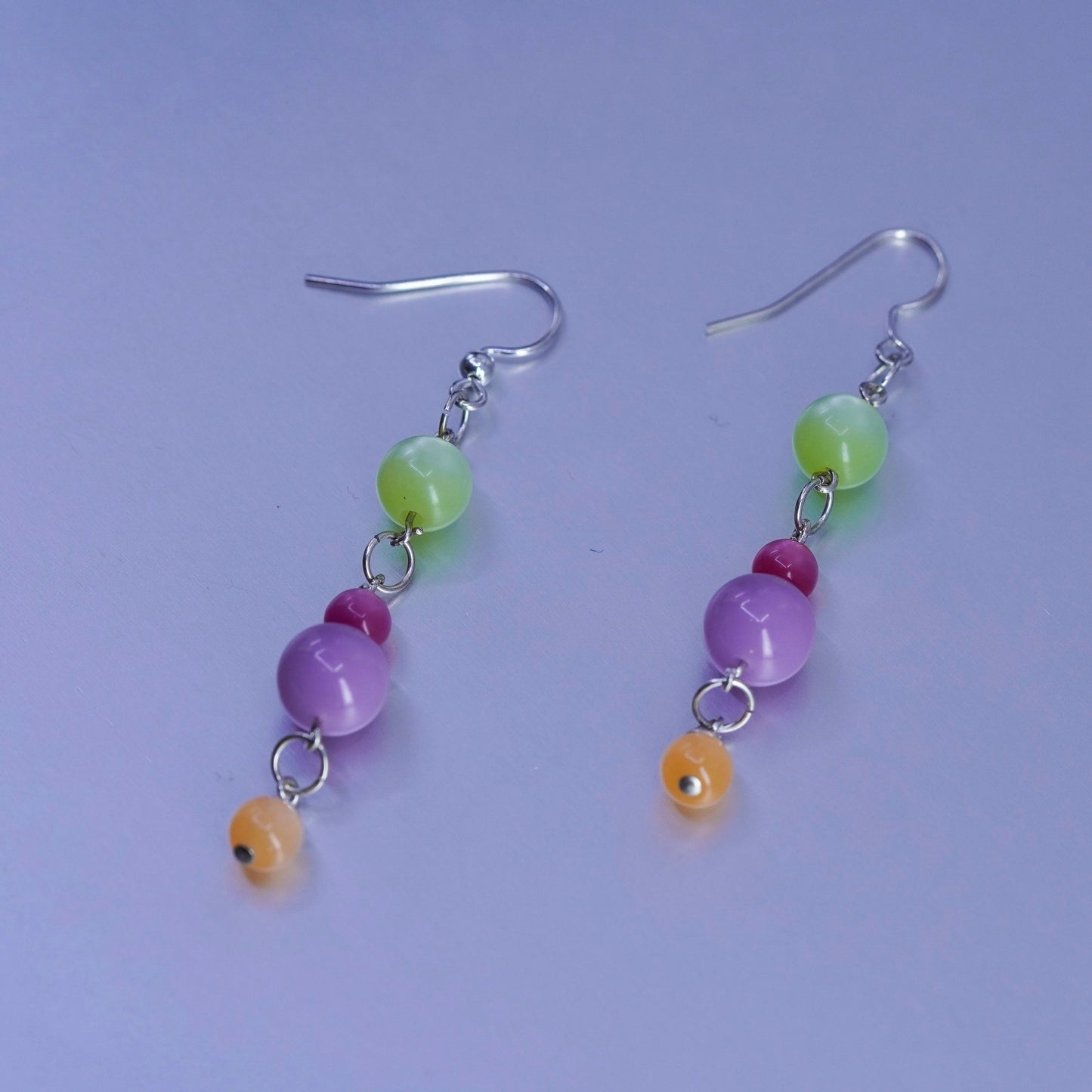 Vintage Sterling 925 silver handmade earrings with tiger eye beads
