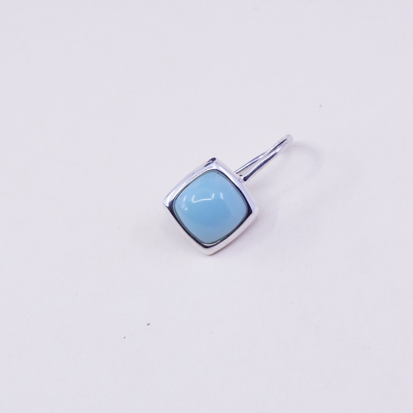 Vintage sterling silver handmade earrings, 925 with square jade, Stamped 925