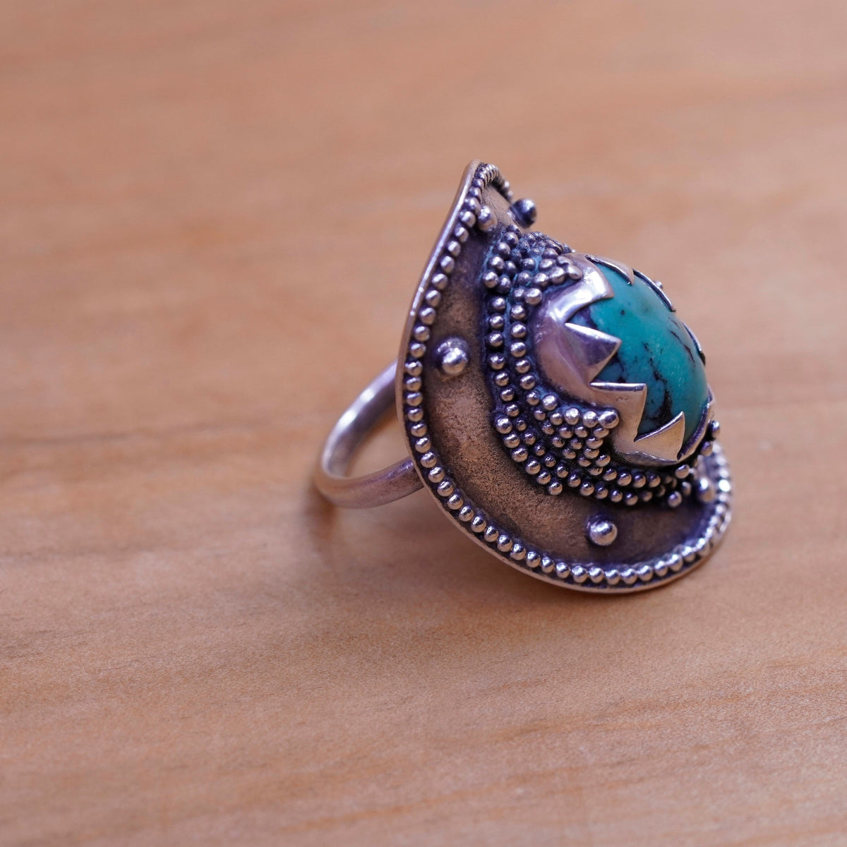 Size 6.5, Eddie Chee Sterling 925 silver statement ring, Native American, Navajo