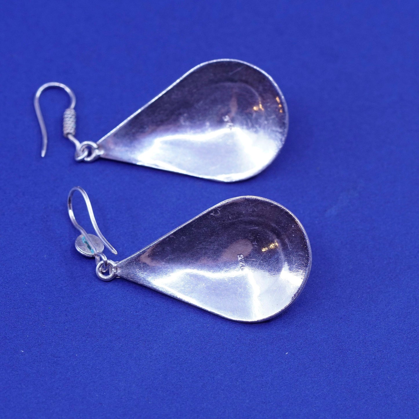 Vintage sterling 925 silver handmade earrings with teardrop amethyst