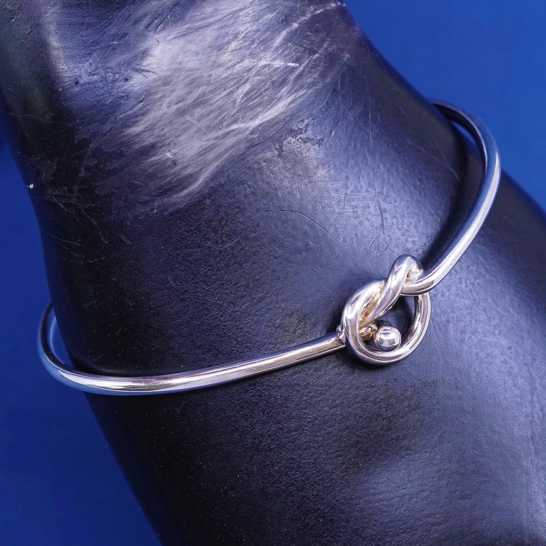 7", vtg Sterling silver handmade bracelet, 925 entwined knot cuff