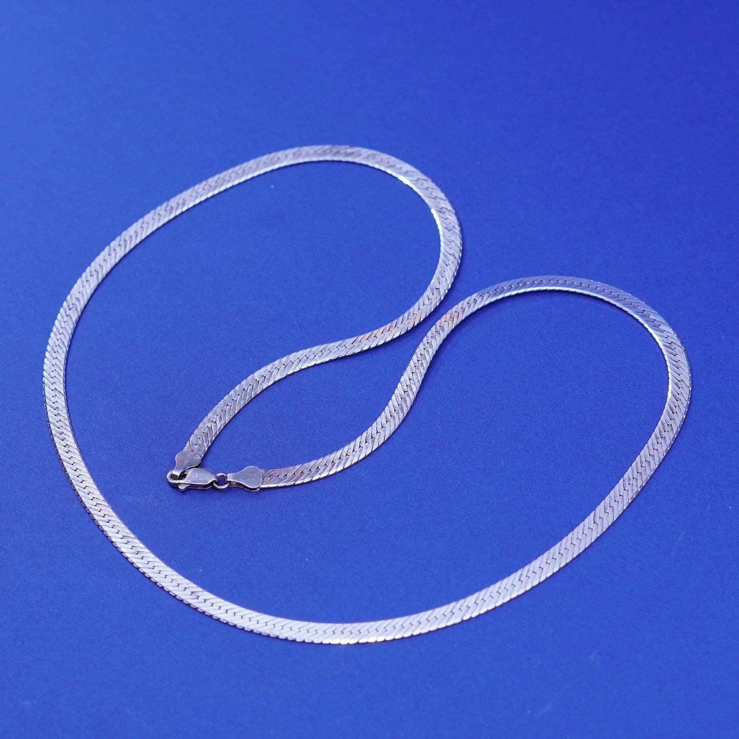 24”, 6mm, vintage Sterling silver handmade necklace, 925 herringbone chain