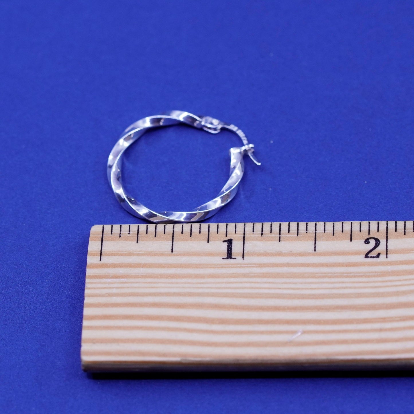 1”, Sterling silver handmade earrings, twisted 925 modern minimalist hoops