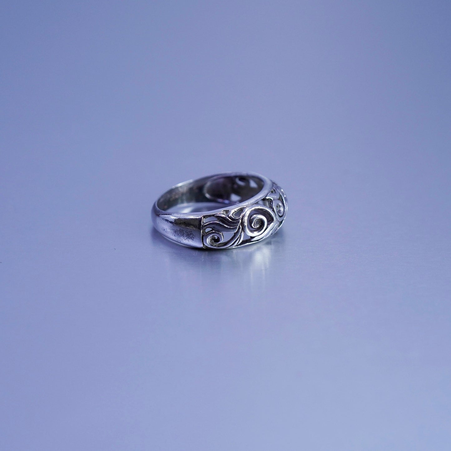 Size 7.25, vintage Sterling 925 silver handmade ring, filigree band