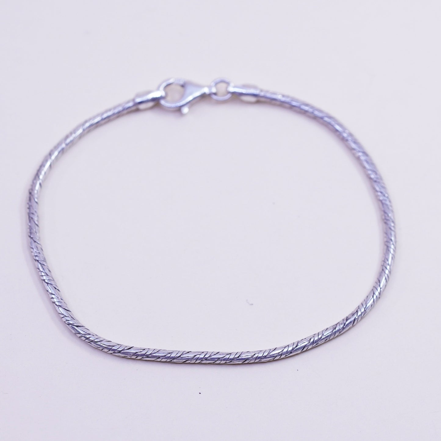 7.5”, 2mm, vintage Italy Sterling 925 silver bracelet, bold snake chain