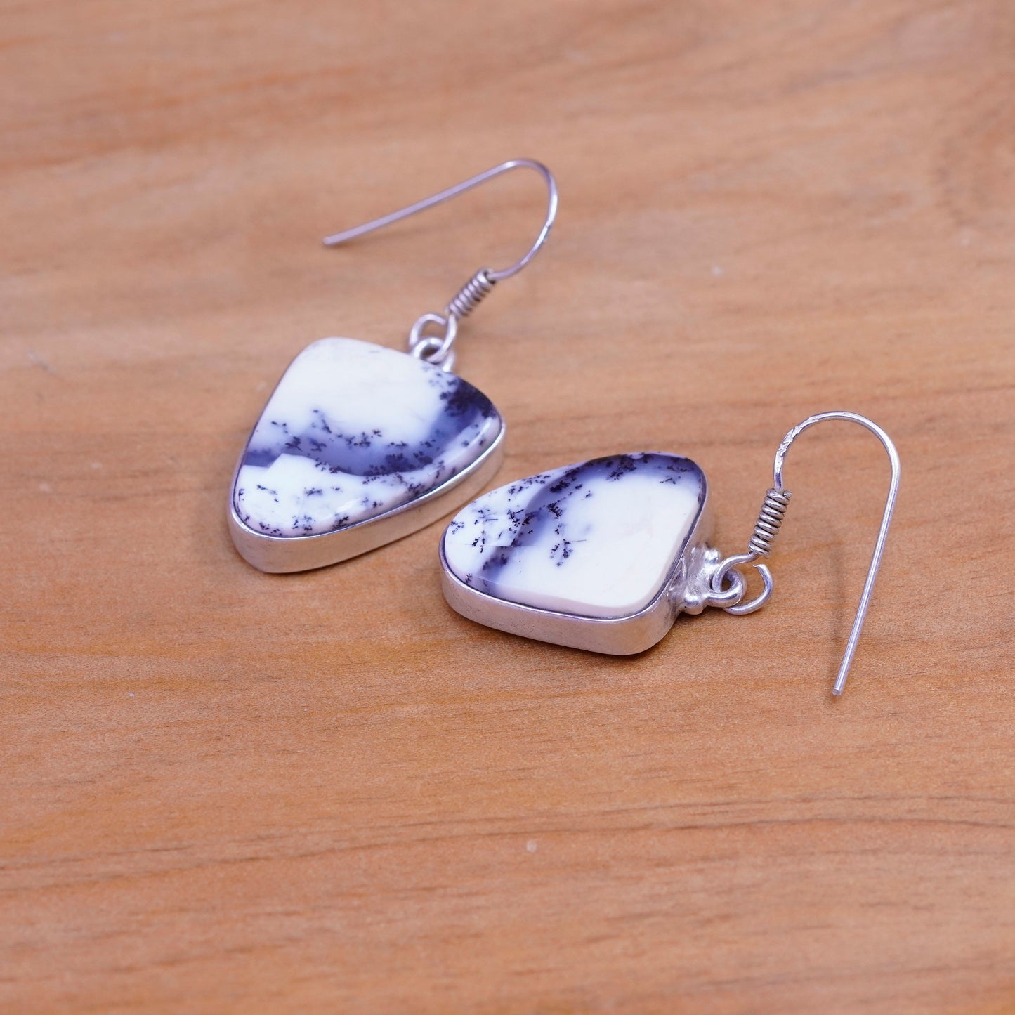 Vintage Sterling 925 silver handmade earrings with howlite