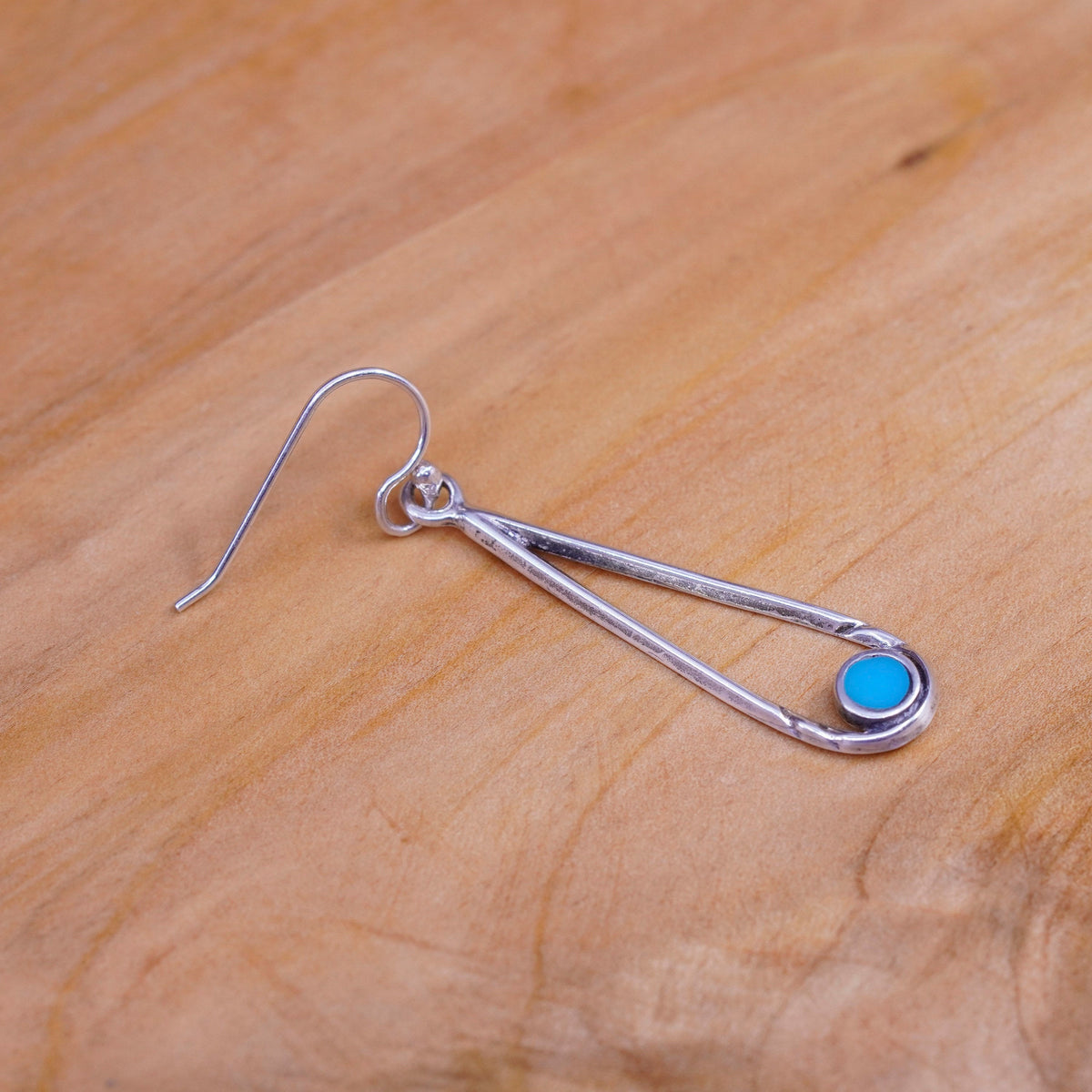 Vintage Sterling 925 silver handmade teardrop earrings with turquoise
