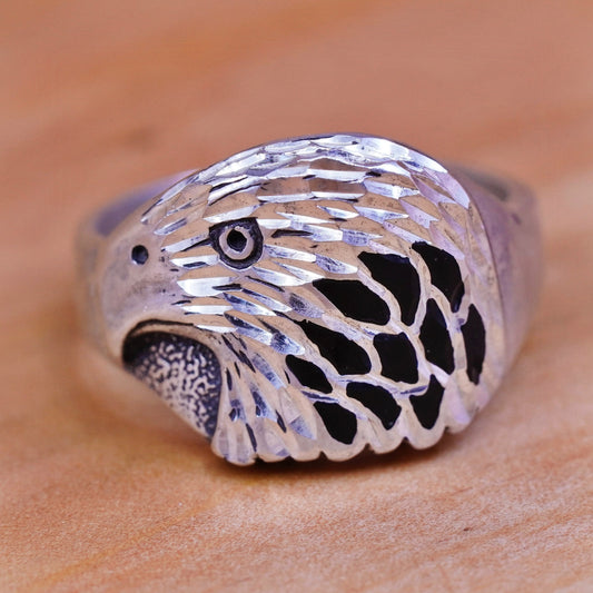 sz 10.25, vintage Wheeler jewelry Sterling silver handmade ring, 925 eagle band