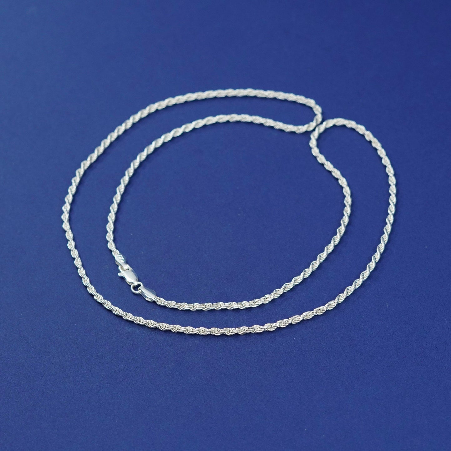 24”, 3mm, vintage milor italy sterling silver necklace, bold 925 rope chain