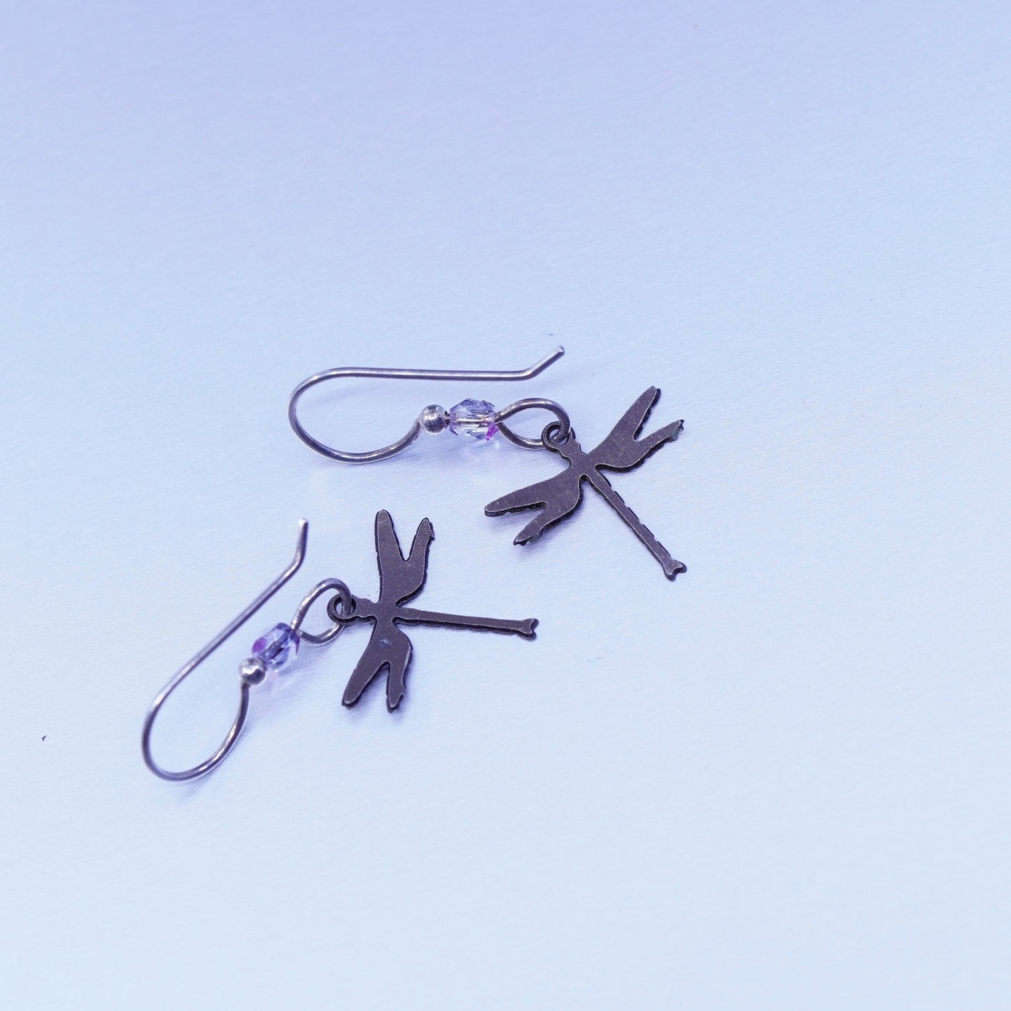 Vintage Sterling 925 silver handmade dragonfly earrings
