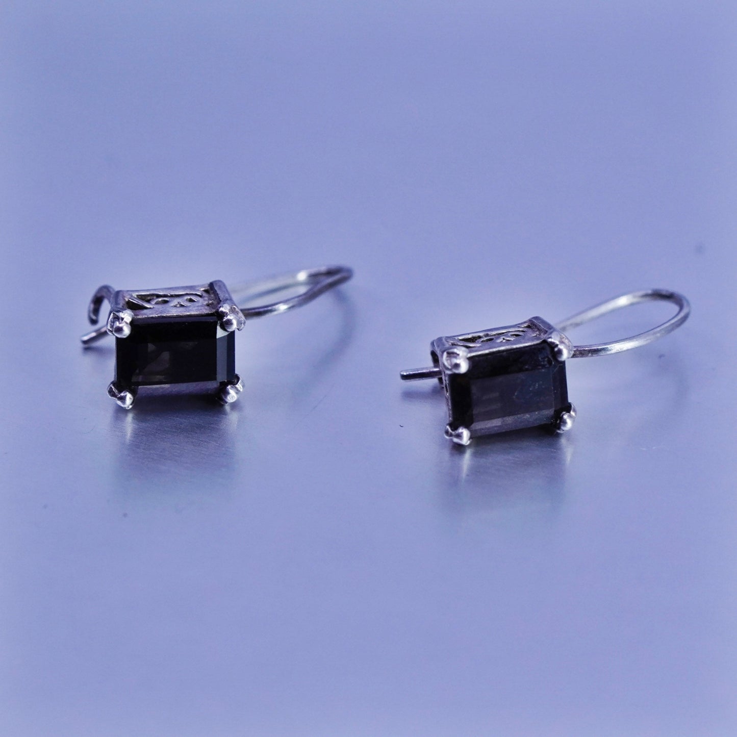Vintage Sterling 925 silver handmade earrings with smoky topaz