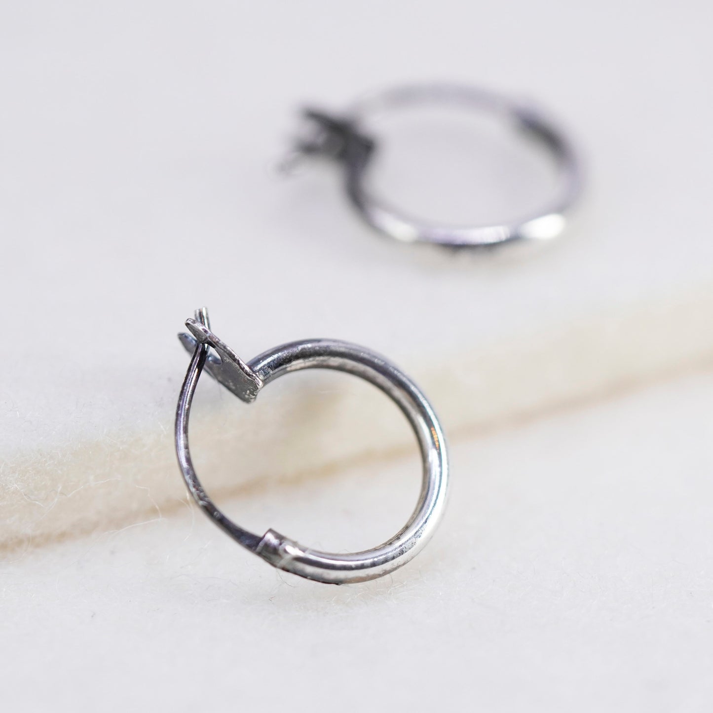10mm, vintage Sterling silver handmade earrings, 925 hoops
