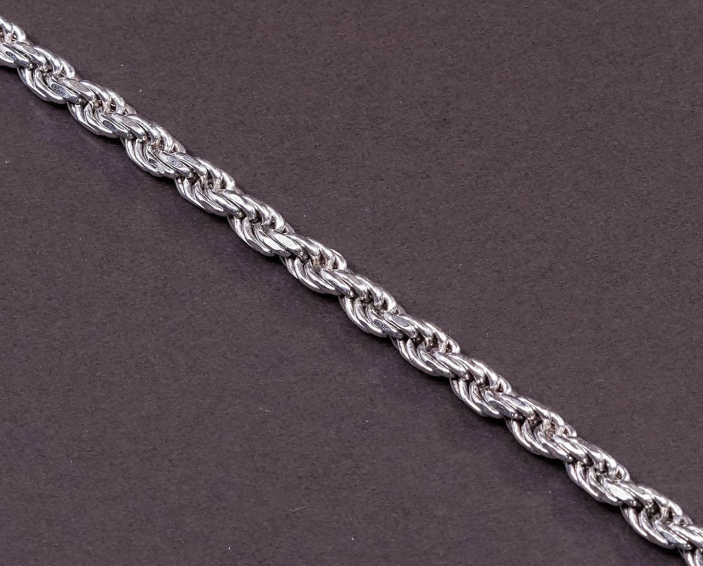 8.5", 5mm, Sterling silver bracelet, Italy 925 GM Diamond rope chain
